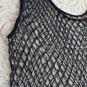 Black and Iridescent Fishnet Top